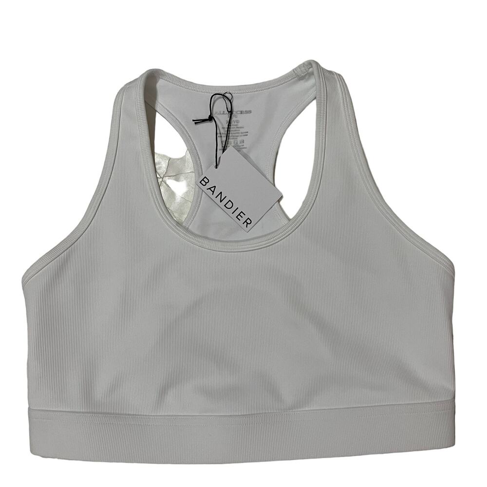 NWT Bandier All Access Rib Front Row Bra - White - XL